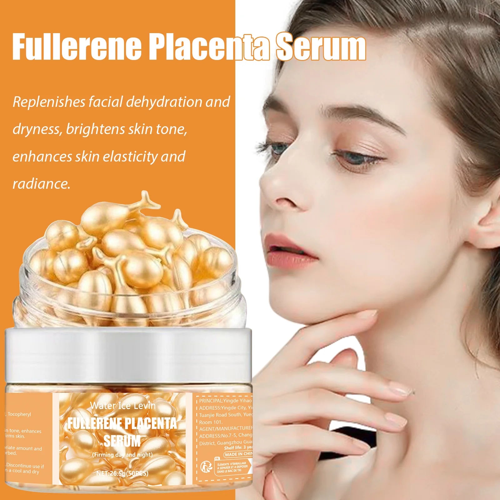 50Pcs Collagen Face Care Capsules – Anti-Aging, Acne & Wrinkle Remover Serum with Hyaluronic Acid and Vitamin E