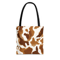 Brown Cowhide Pattern Tote Bag | Brown White Cow Print AOP Tote