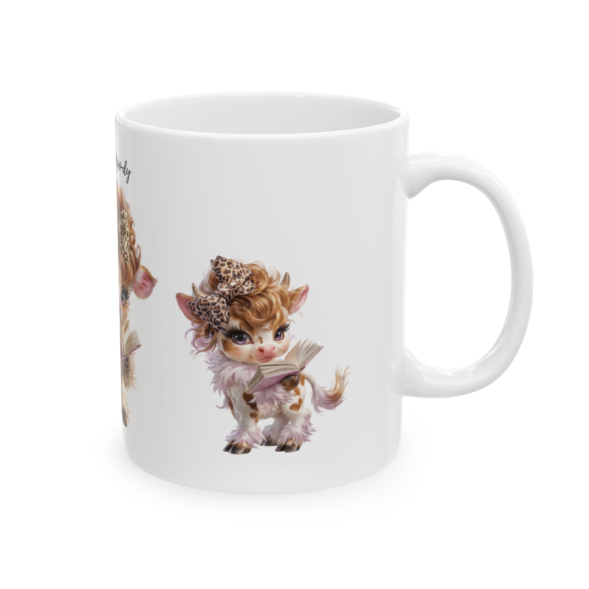 Cow Coffee Cup, Animal Mug,Smart Moo-dy Cow illustration Mug | Adorable Baby Cow Art, 11oz