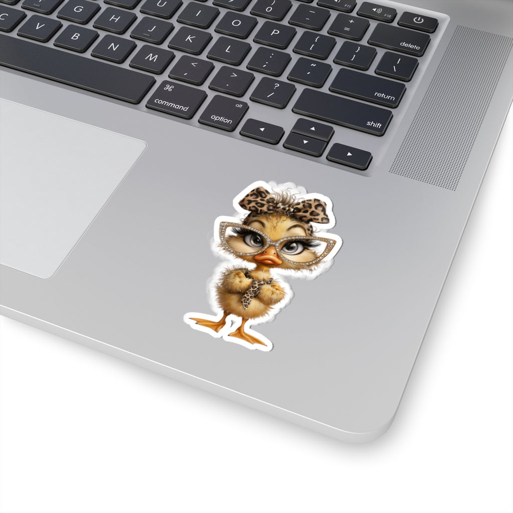 Leopard Bow Chick kiss-cut sticker |duck sticker