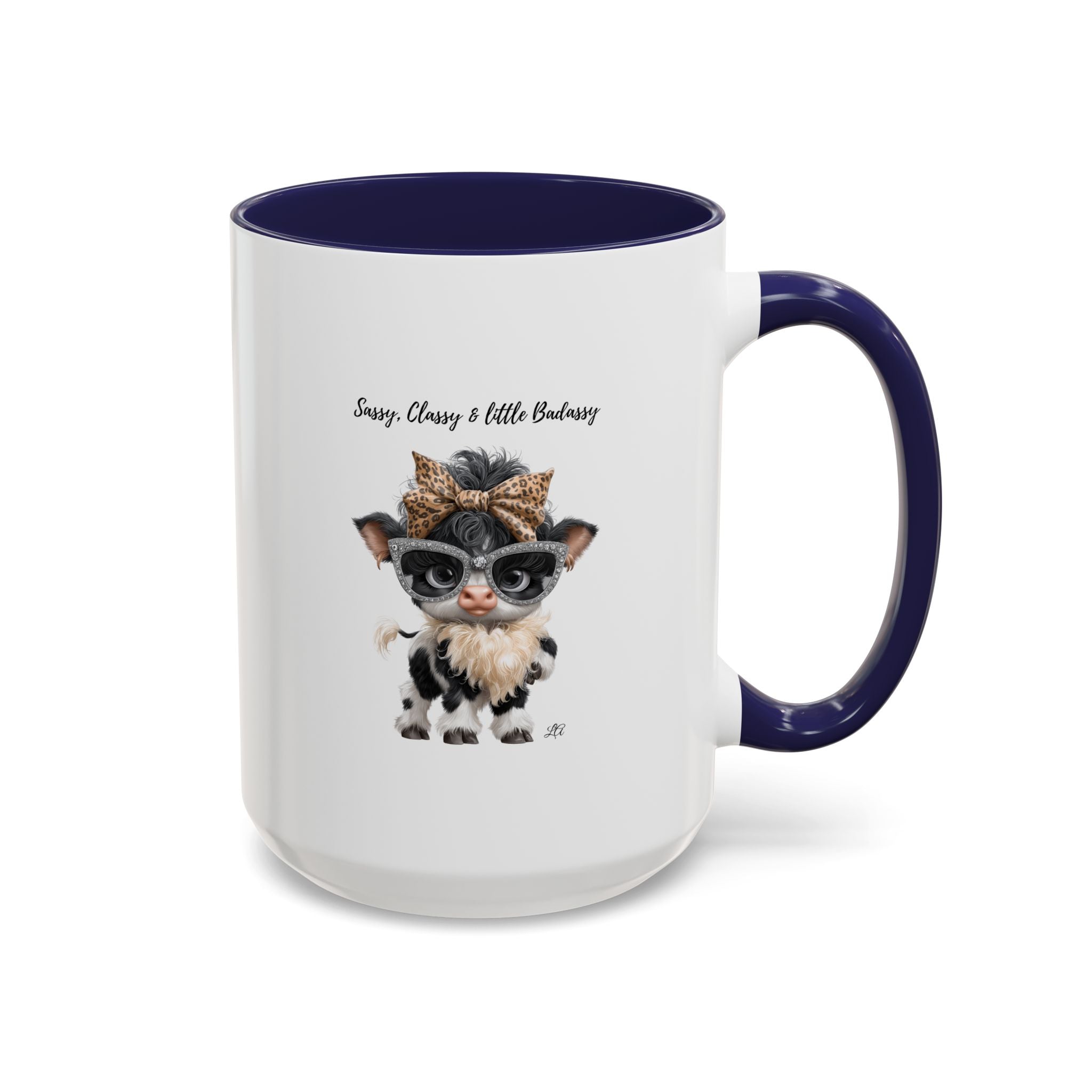 Sassy Classy Little Badassy Cow Illustration Mug  Funny Cow Coffee Cup