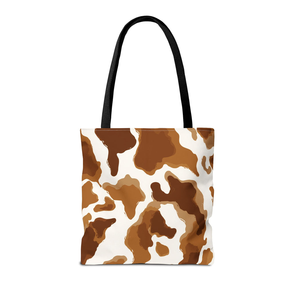 Brown Cowhide Pattern Tote Bag | Brown White Cow Print AOP Tote