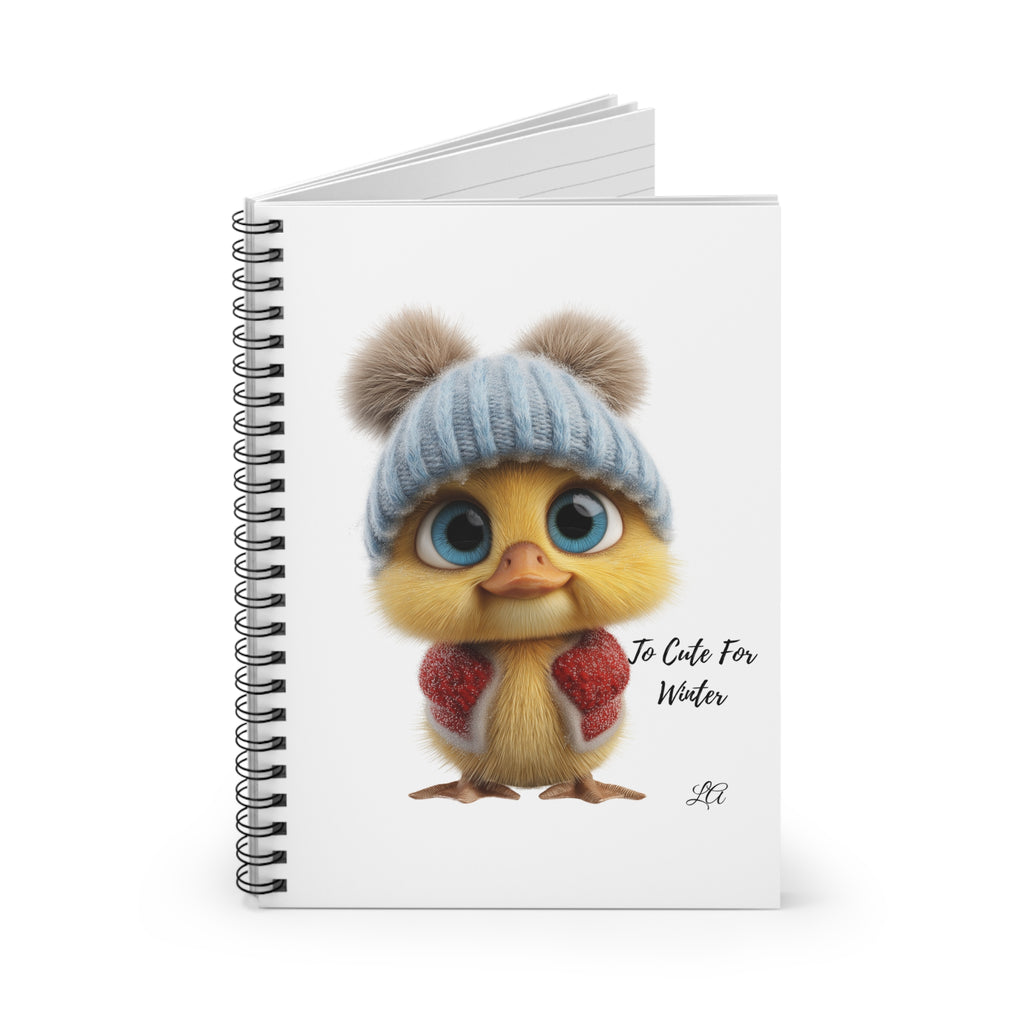 Kawaii Winter Duck Notebook | Spiral Journal | Cozy Aesthetic Ruled Notebook