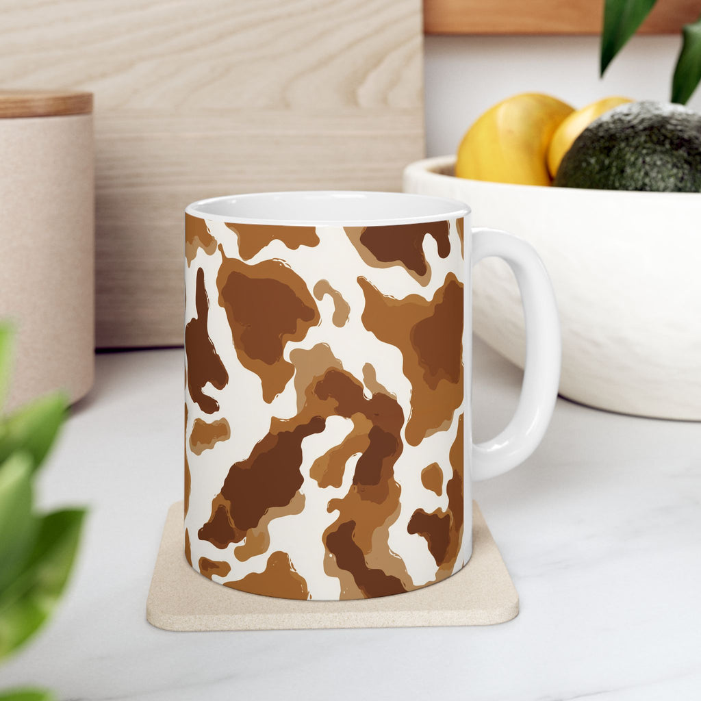 Brown Cow Print Mug | Ceramic Coffee Cup, 11oz 15oz