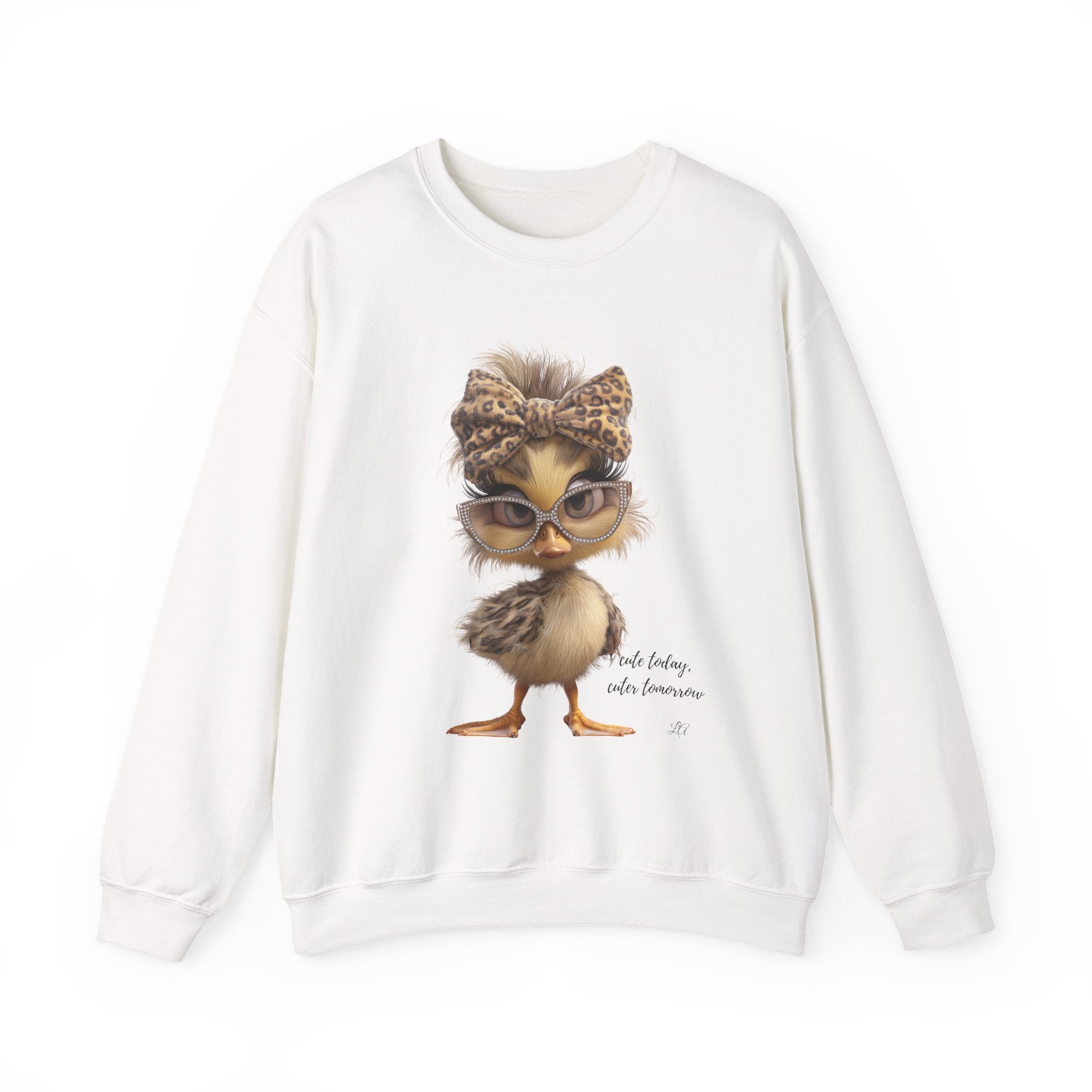 Cute Duckling Sweatshirt – Chic Duck with Leopard Headband Graphic