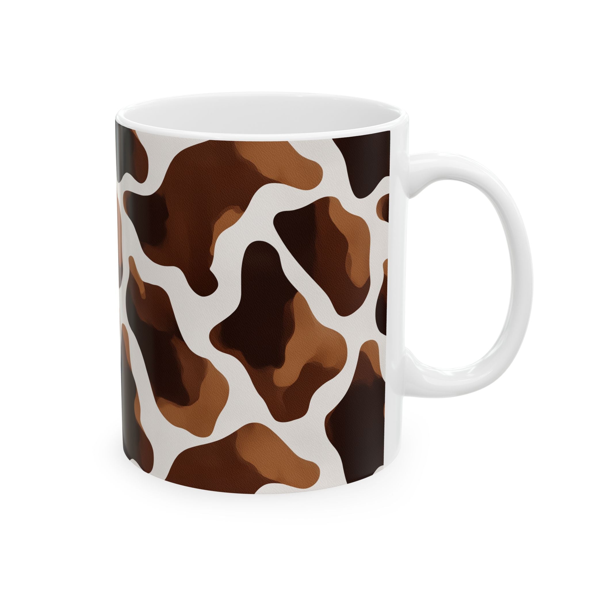Cow Print Mug, Brown Cow Pattern Cup, Seamless Animal Print Coffee Mug, Cute Aesthetic Mug for Cow Lovers