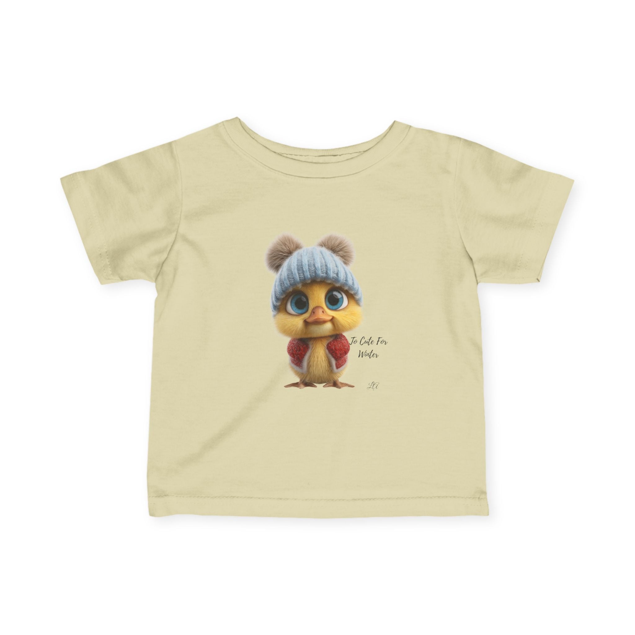 Winter Chick Baby Tee Infant T-Shirt with Knit Hat Illustration