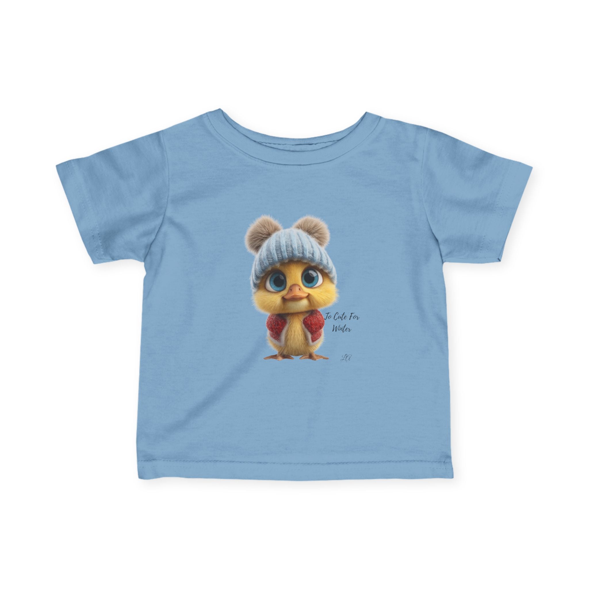 Winter Chick Baby Tee Infant T-Shirt with Knit Hat Illustration