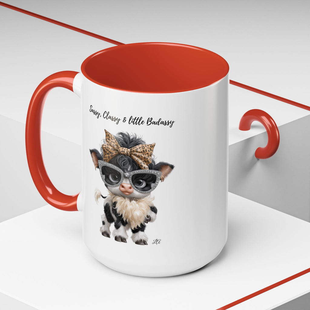 Sassy Classy Little Badassy Cow Illustration Mug  Funny Cow Coffee Cup