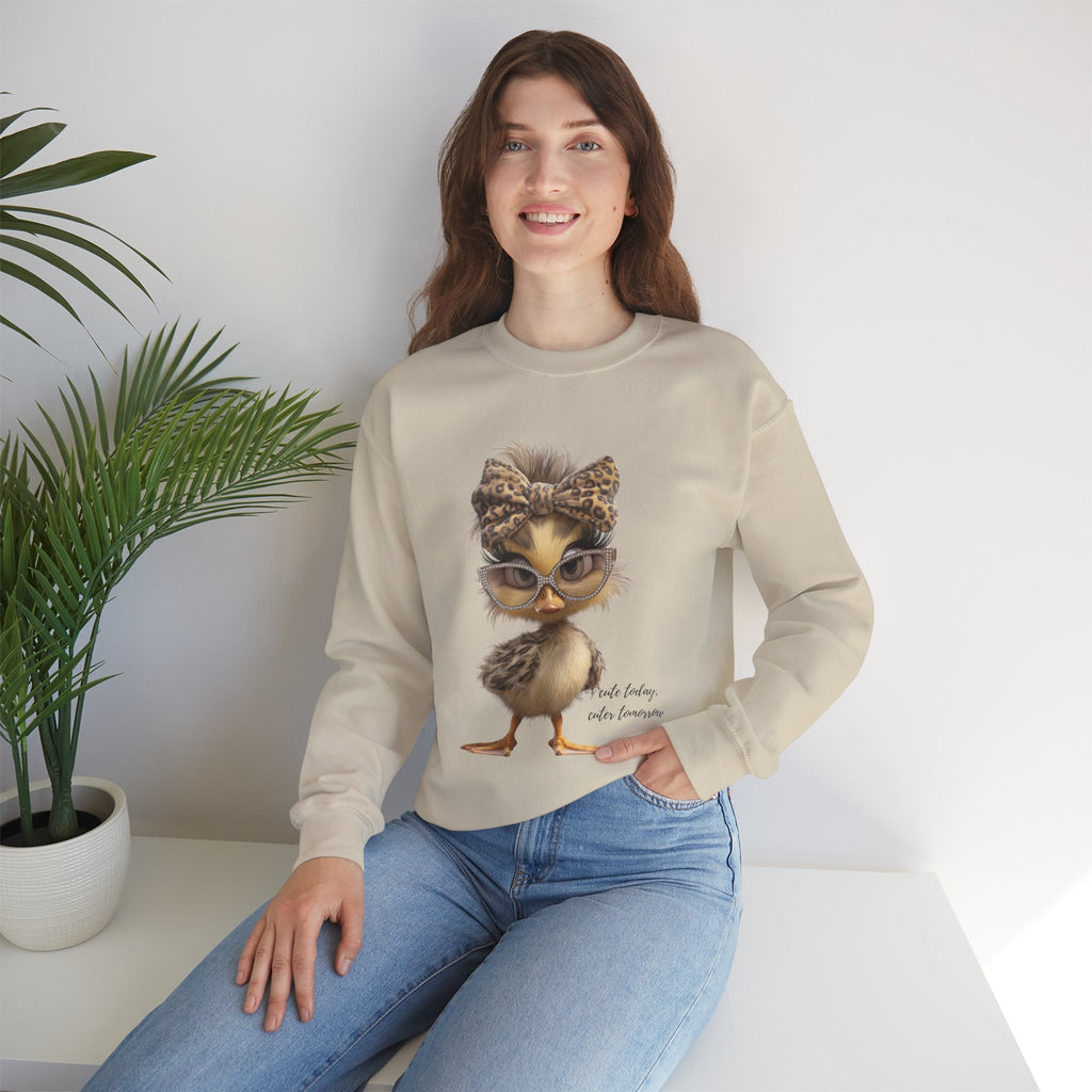 Cute Duckling Sweatshirt – Chic Duck with Leopard Headband Graphic