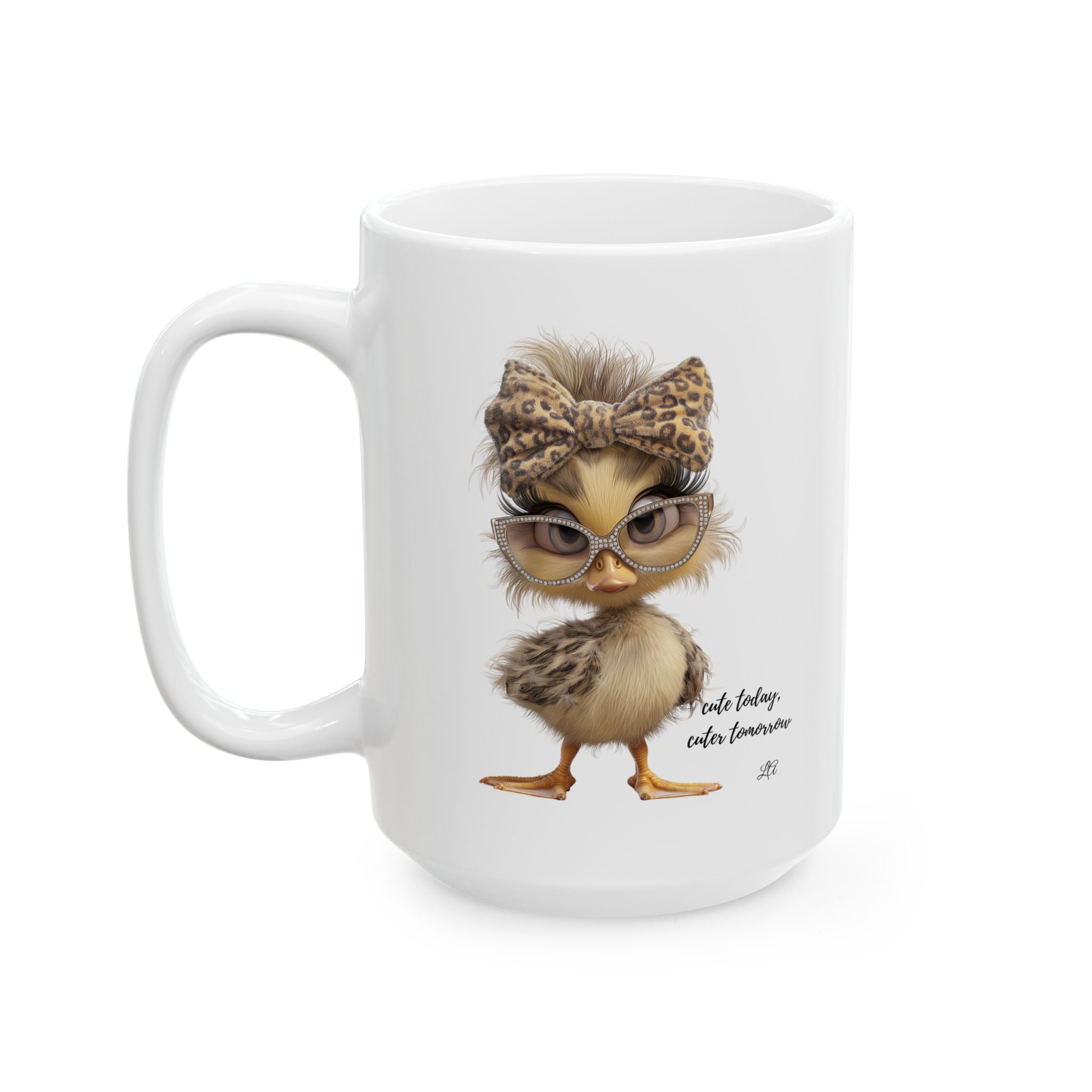 Cute Chic Duck Mug — Leopard Bow & Glasses (11oz / 15oz)