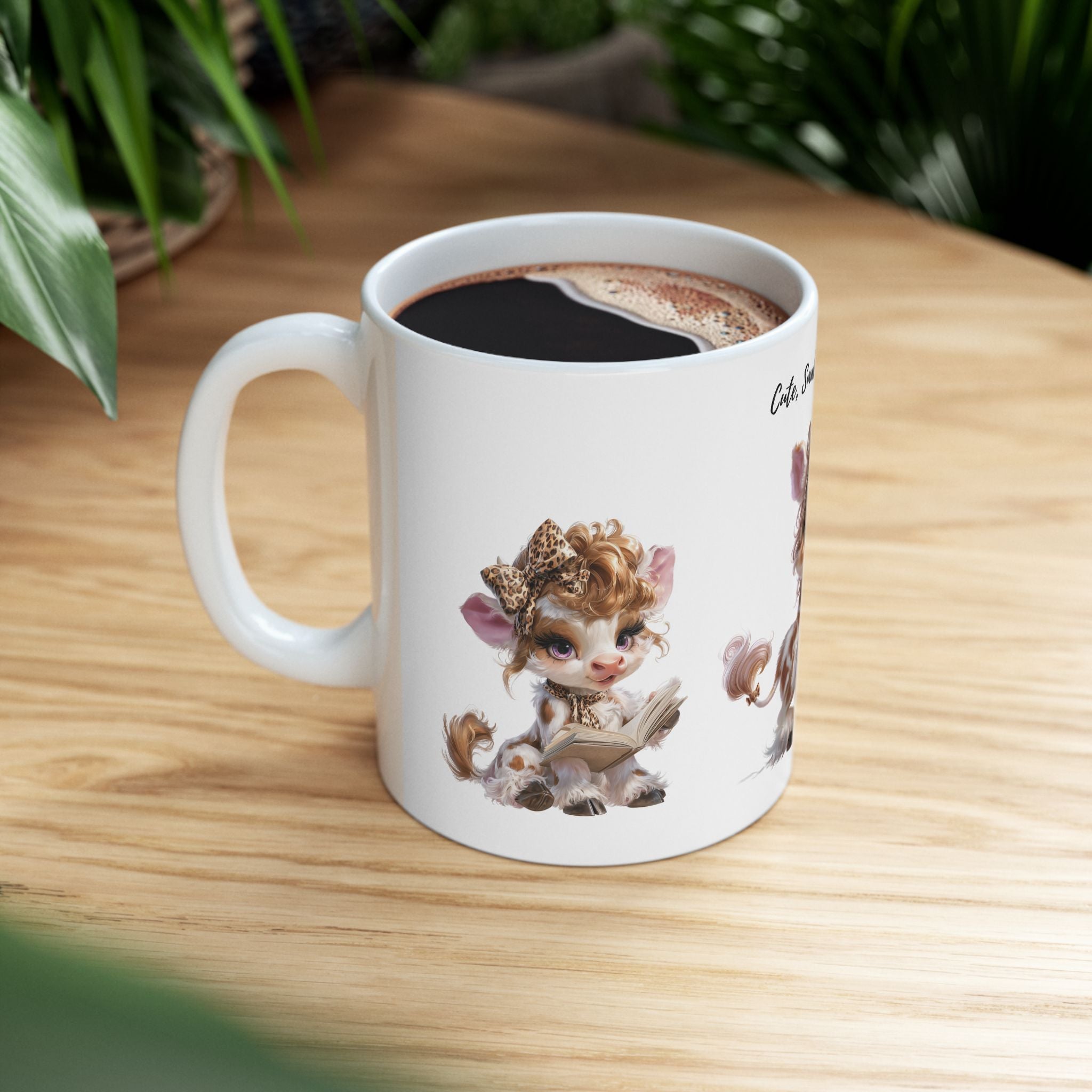 Cow Coffee Cup, Animal Mug,Smart Moo-dy Cow illustration Mug | Adorable Baby Cow Art, 11oz
