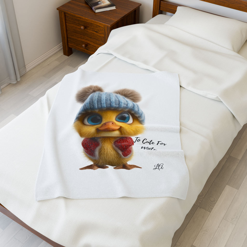 Plush Chick Velveteen Blanket — “Too Cute For Winter” Cozy Throw