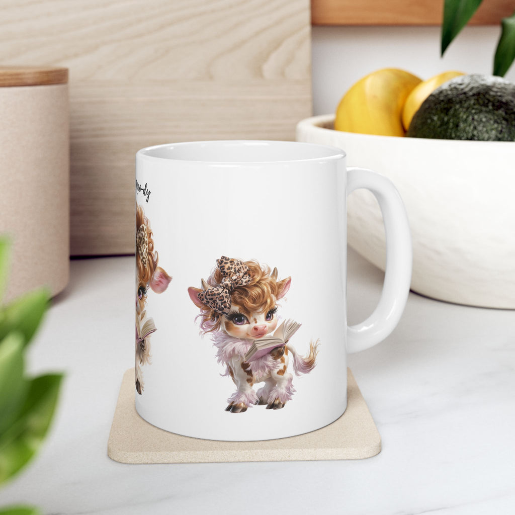 Cow Coffee Cup, Animal Mug,Smart Moo-dy Cow illustration Mug | Adorable Baby Cow Art, 11oz