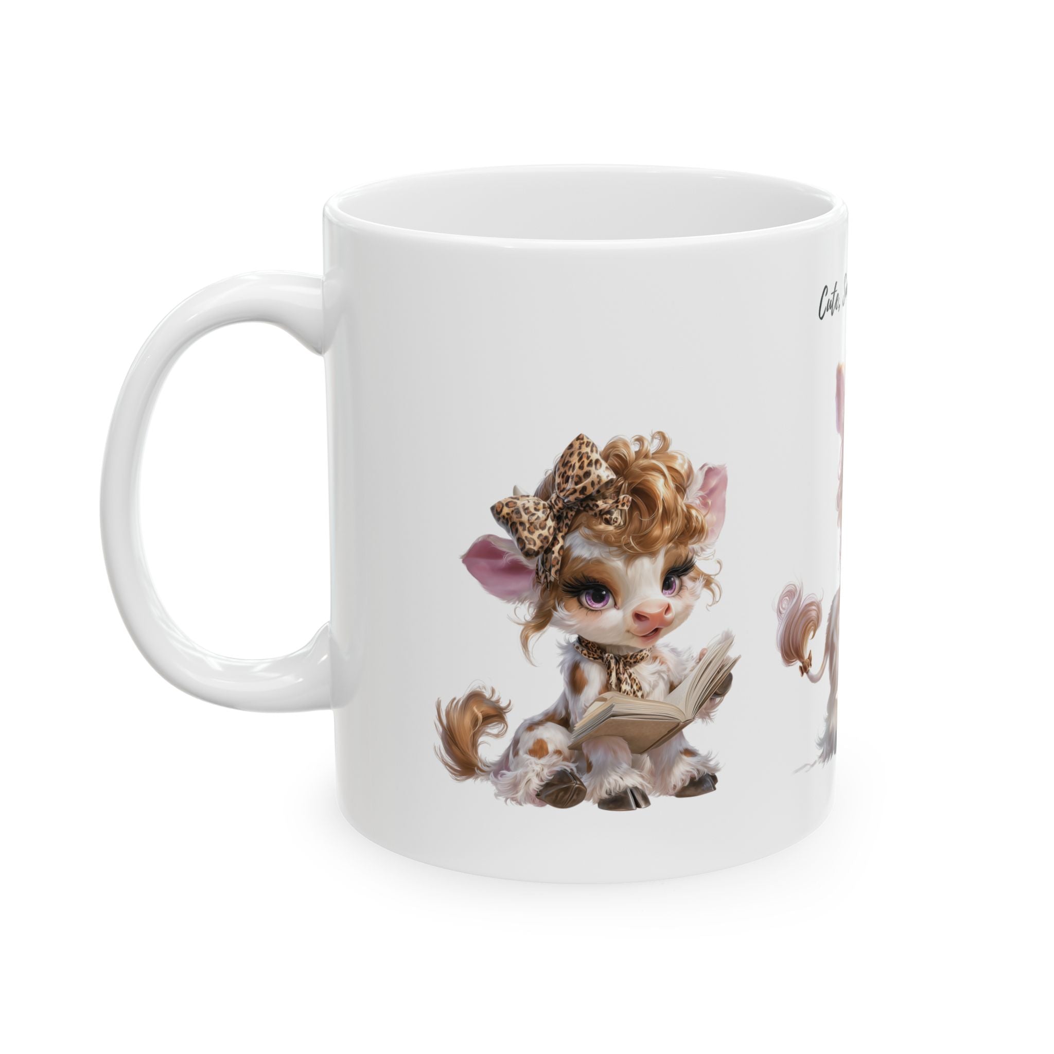 Cow Coffee Cup, Animal Mug,Smart Moo-dy Cow illustration Mug | Adorable Baby Cow Art, 11oz