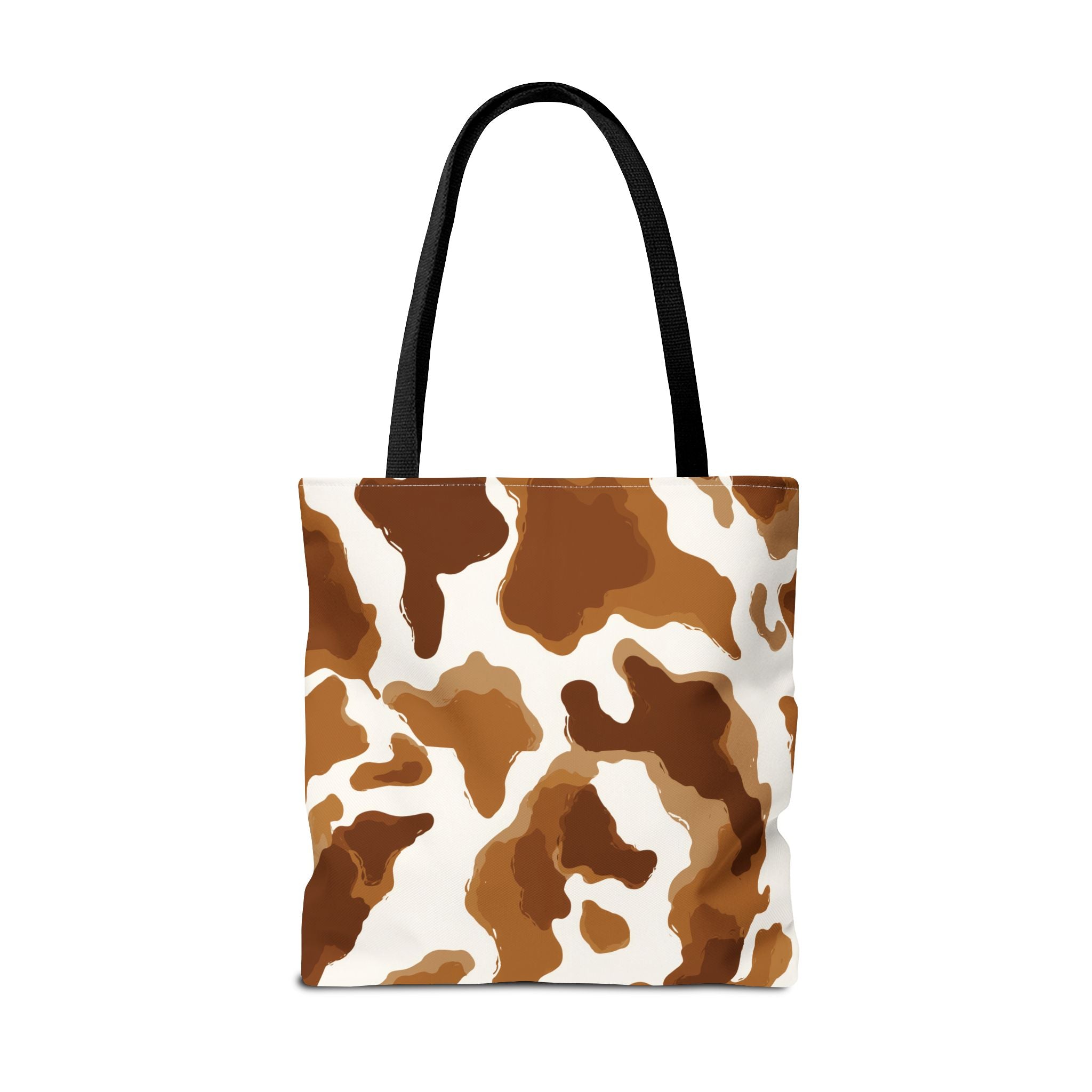 Brown Cowhide Pattern Tote Bag | Brown White Cow Print AOP Tote