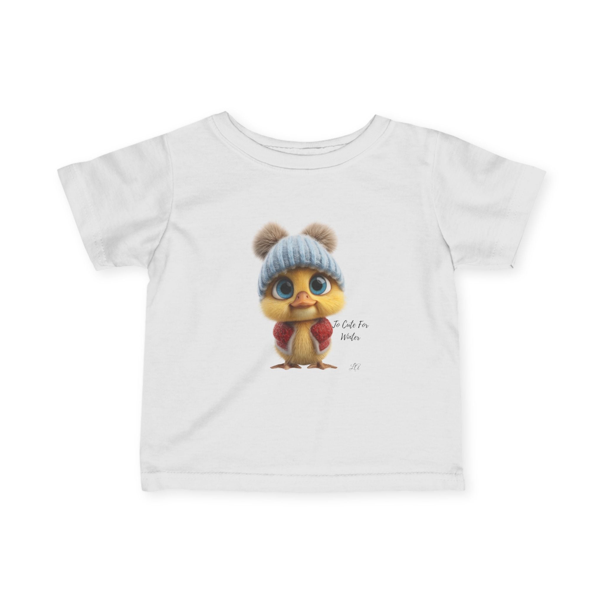 Winter Chick Baby Tee Infant T-Shirt with Knit Hat Illustration