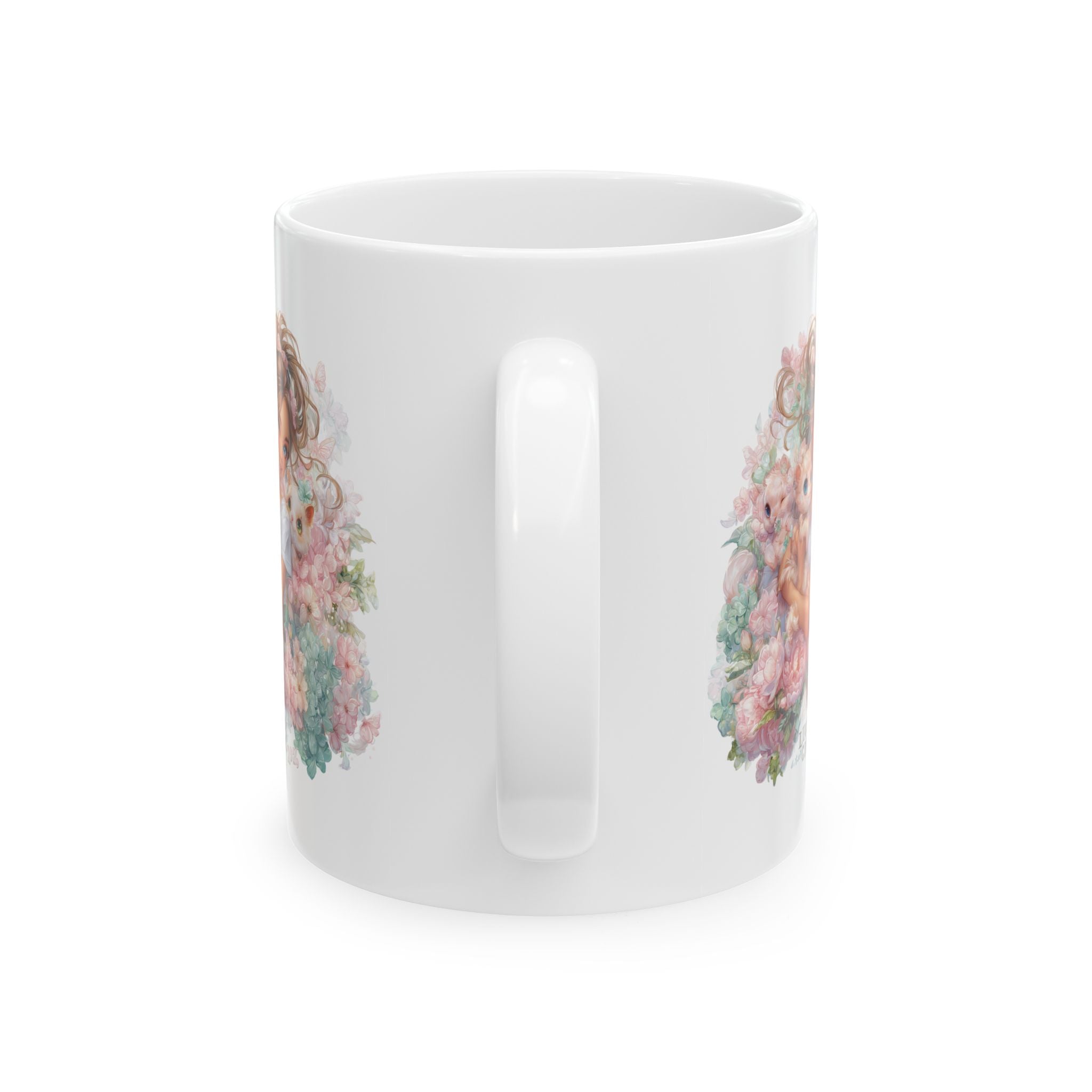 Lucky Girl 2026 All Over Print Mug | Pastel Floral Pattern Cup | Kawaii Cat Lover Gift | Manifestation Coffee Mug