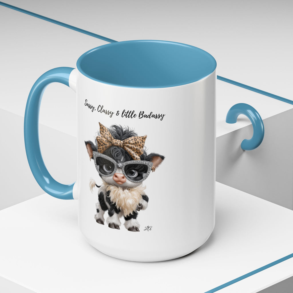 Sassy Classy Little Badassy Cow Illustration Mug  Funny Cow Coffee Cup