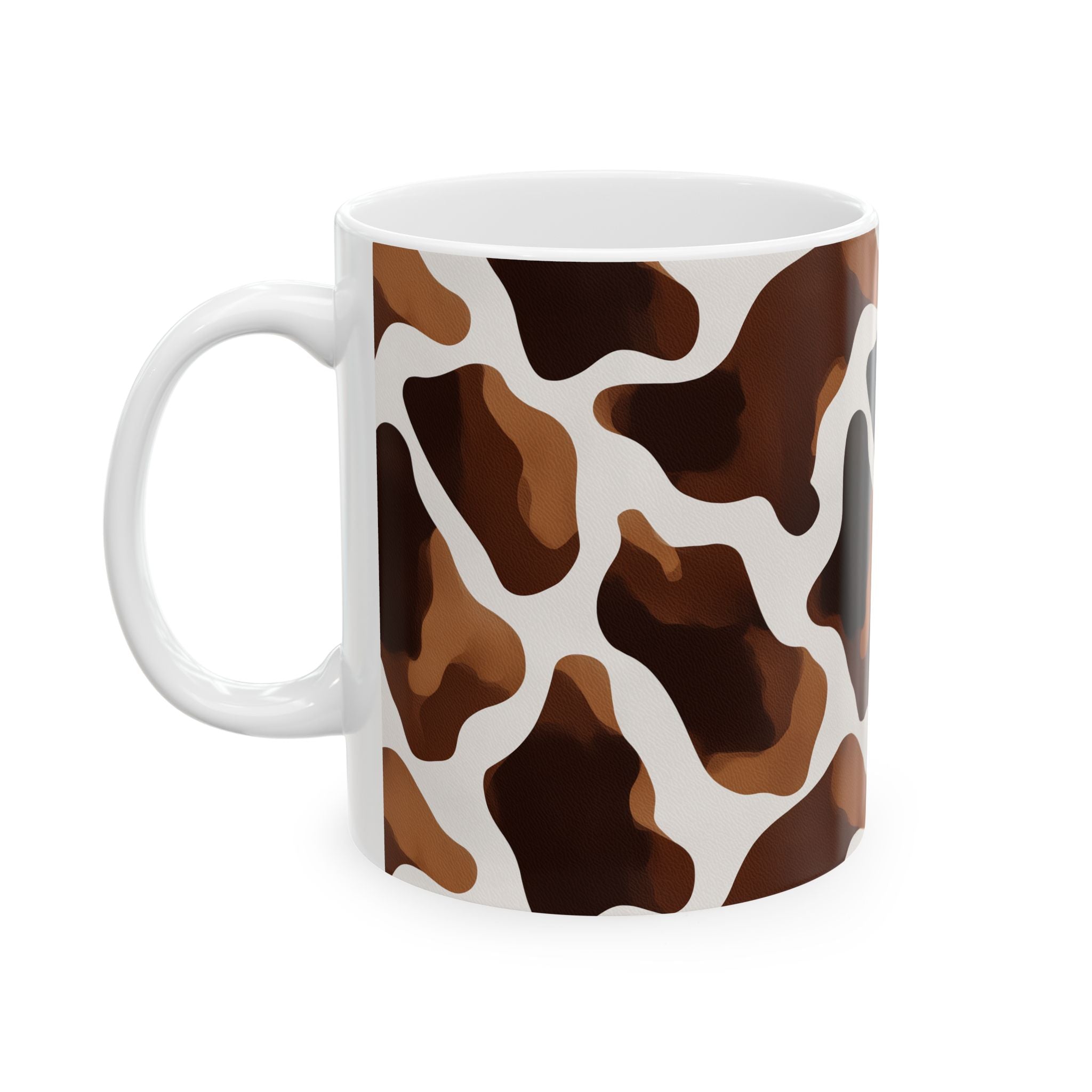 Cow Print Mug, Brown Cow Pattern Cup, Seamless Animal Print Coffee Mug, Cute Aesthetic Mug for Cow Lovers