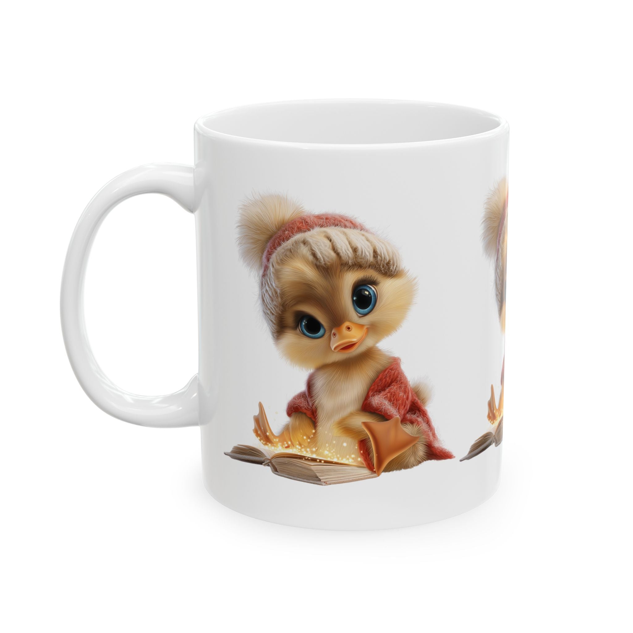 Duck Coffee Cup, Reading Mug, Animal Art Mug, Book Lover Gift