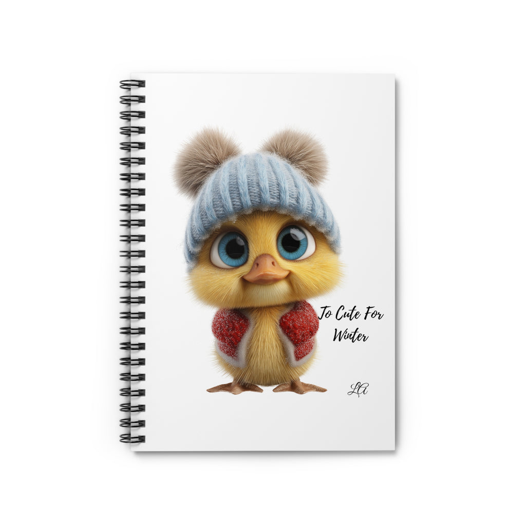 Kawaii Winter Duck Notebook | Spiral Journal | Cozy Aesthetic Ruled Notebook