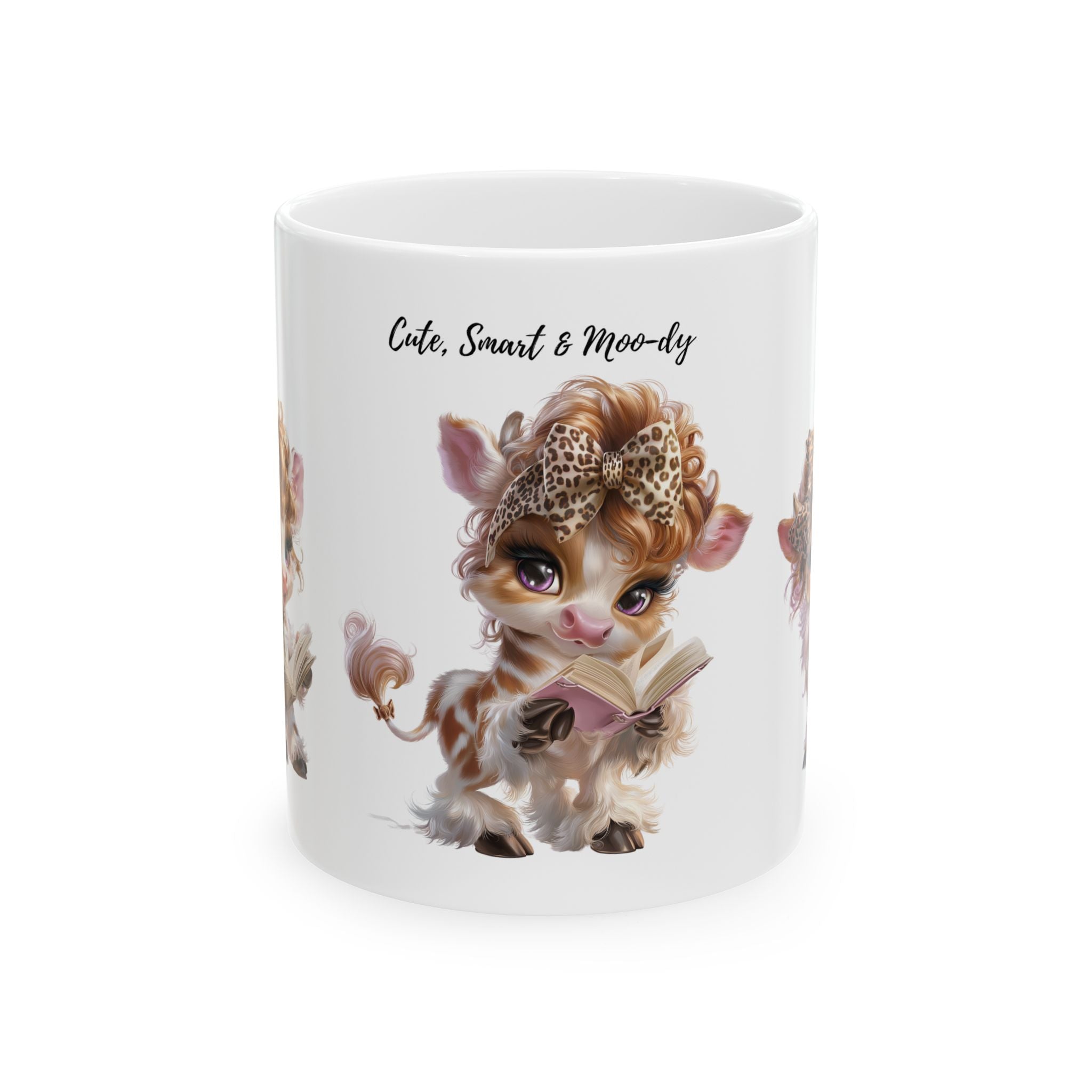 Cow Coffee Cup, Animal Mug,Smart Moo-dy Cow illustration Mug | Adorable Baby Cow Art, 11oz