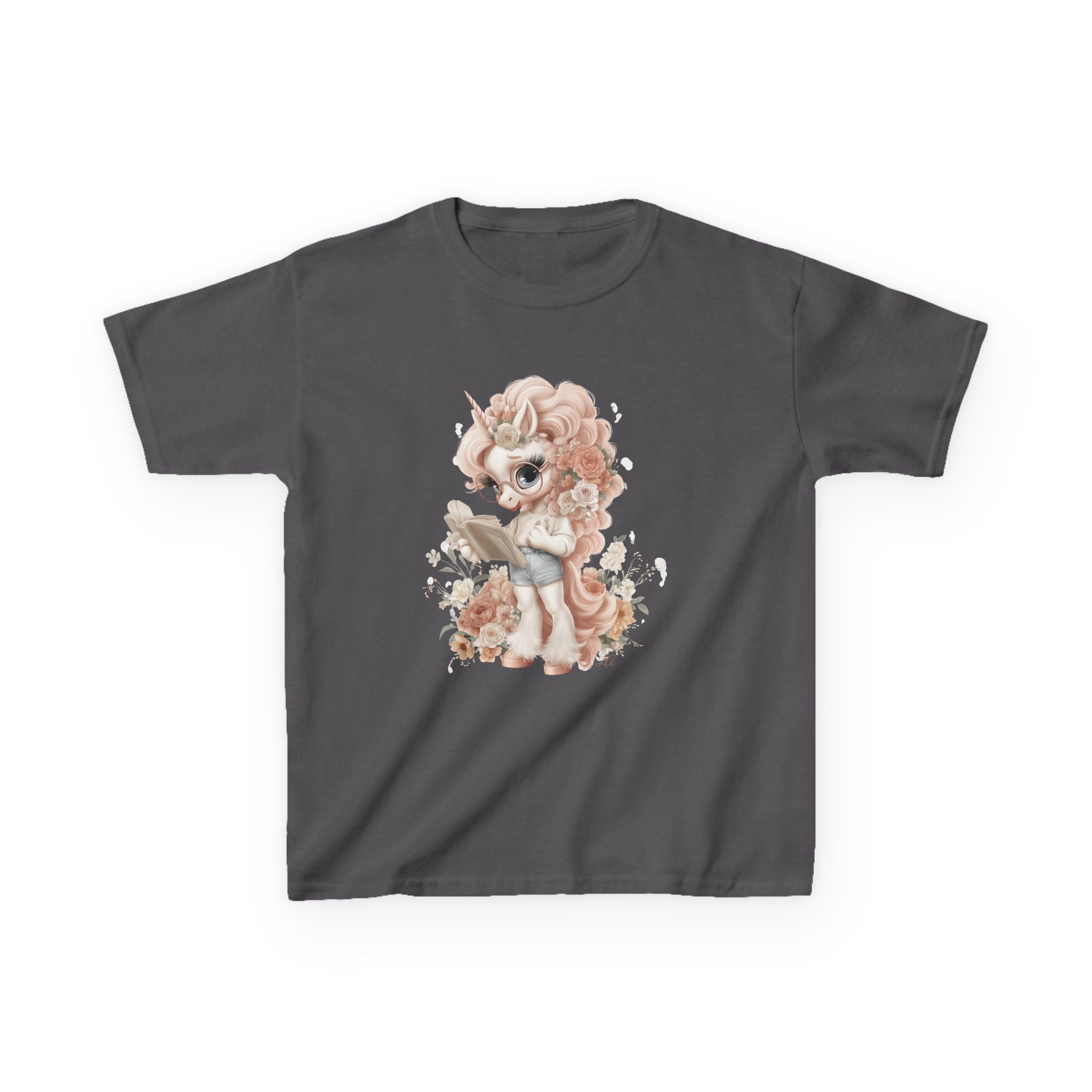 Kids Unicorn Tee for Girls | Pastel Floral Youth Shirt | Storybook Illustration T-Shirt | Book Lover Gift