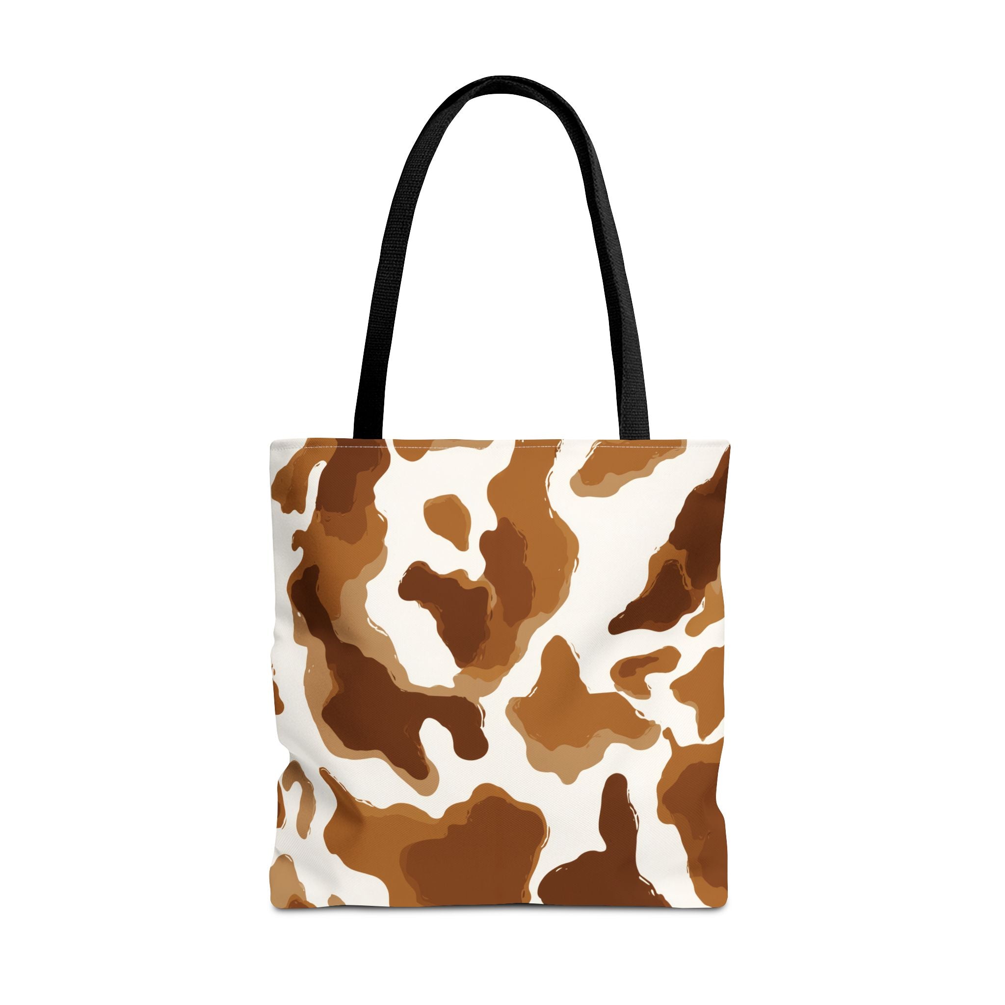 Brown Cowhide Pattern Tote Bag | Brown White Cow Print AOP Tote