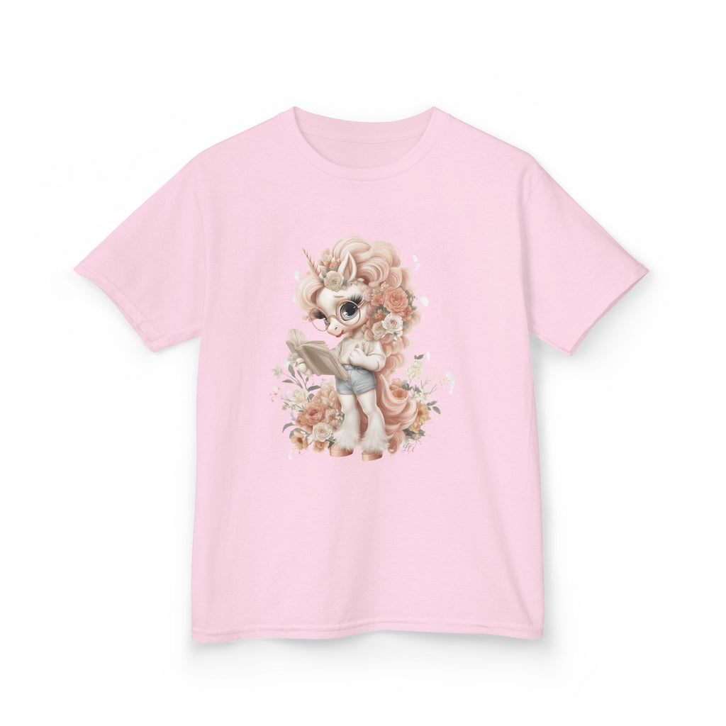 Kids Unicorn Tee for Girls | Pastel Floral Youth Shirt | Storybook Illustration T-Shirt | Book Lover Gift
