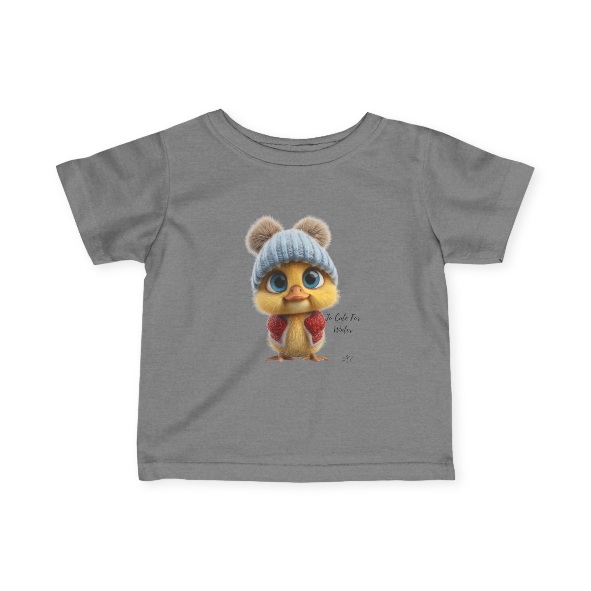 Winter Chick Baby Tee Infant T-Shirt with Knit Hat Illustration