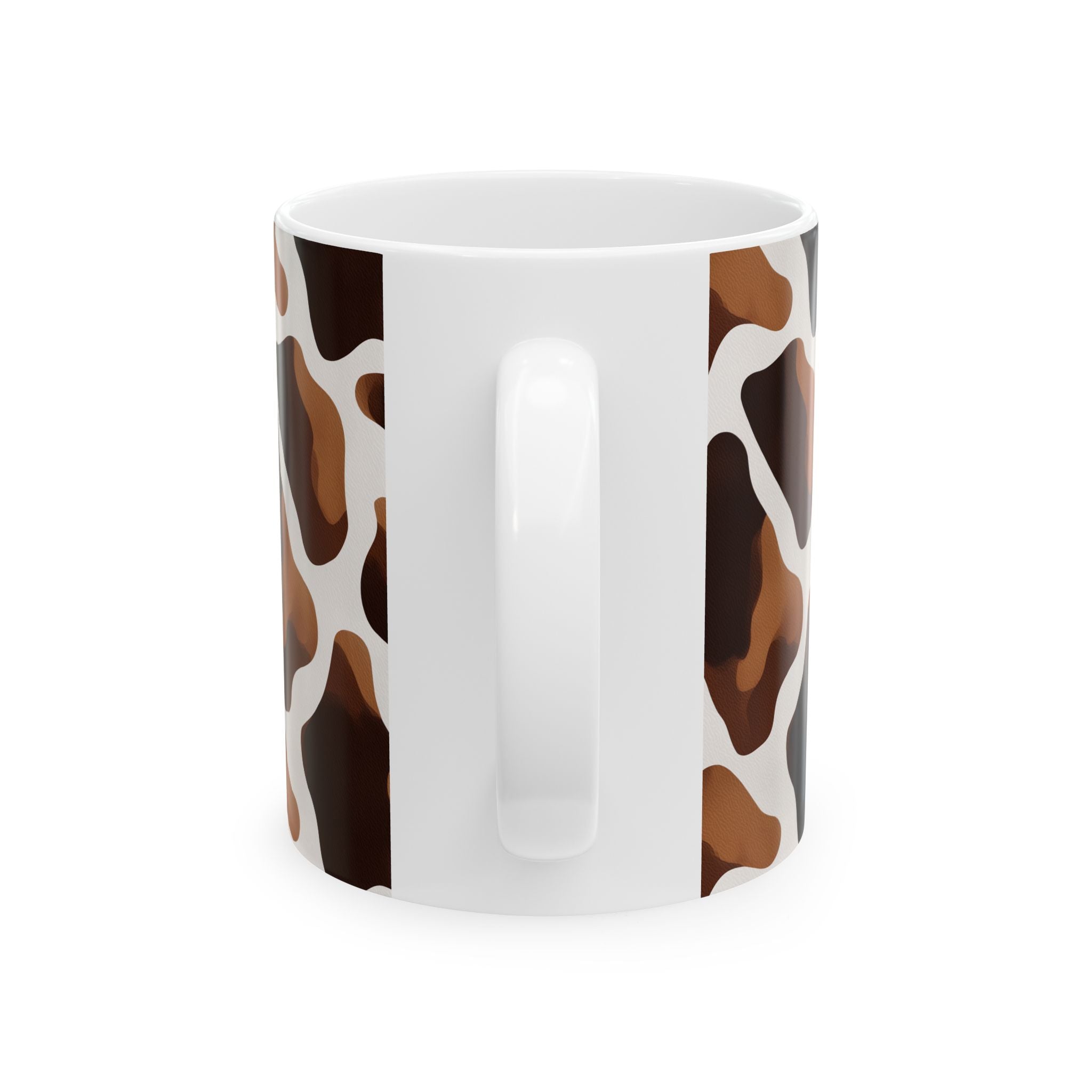 Cow Print Mug, Brown Cow Pattern Cup, Seamless Animal Print Coffee Mug, Cute Aesthetic Mug for Cow Lovers