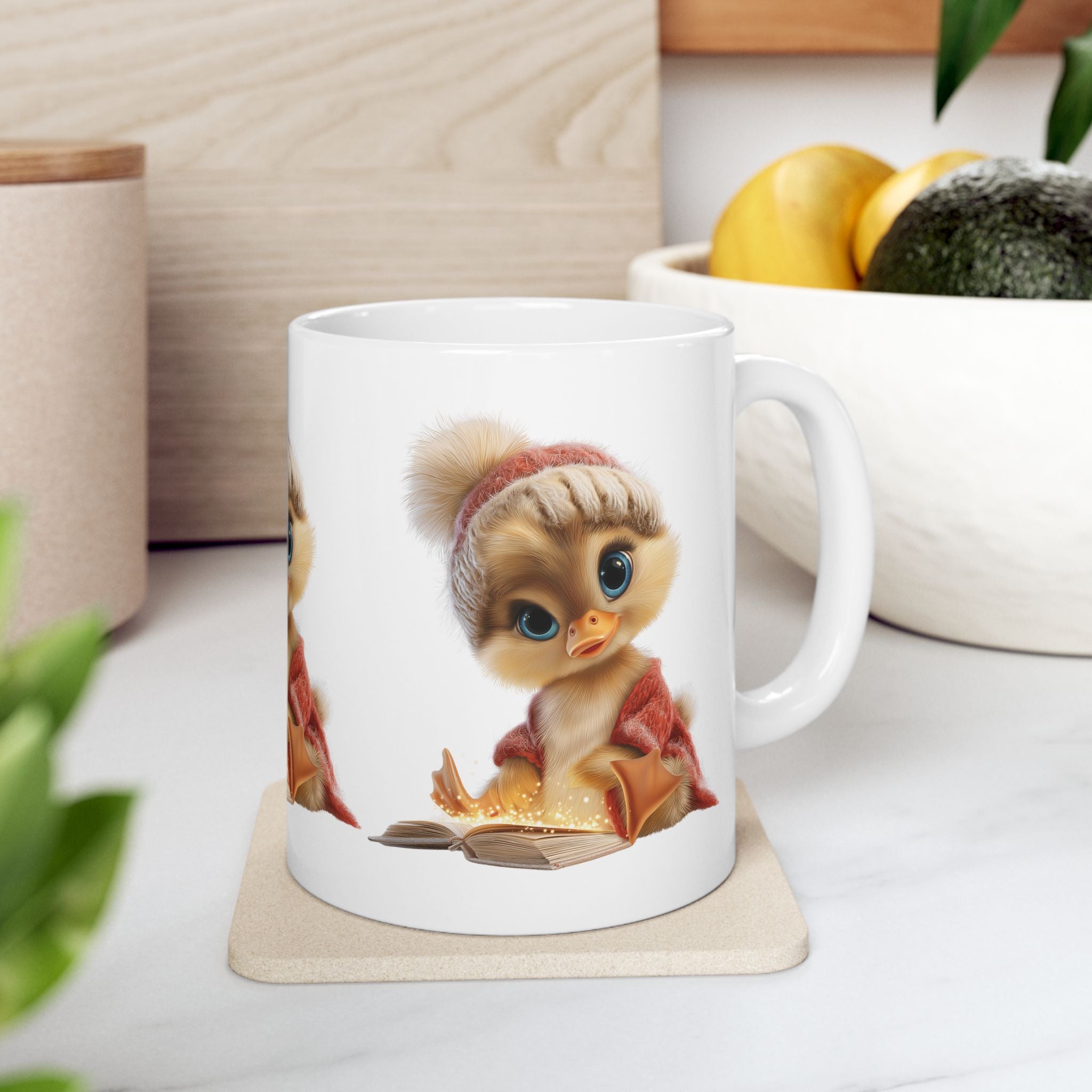 Duck Coffee Cup, Reading Mug, Animal Art Mug, Book Lover Gift