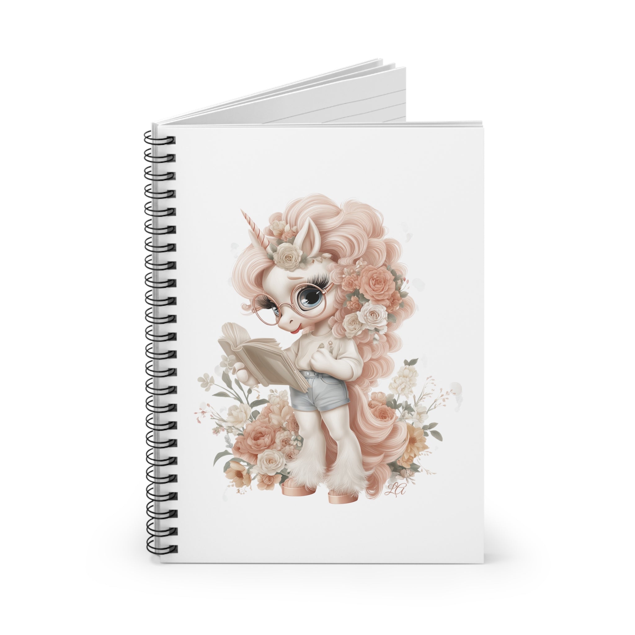 Whimsical Reading Unicorn Spiral Notebook | Ruled Journal