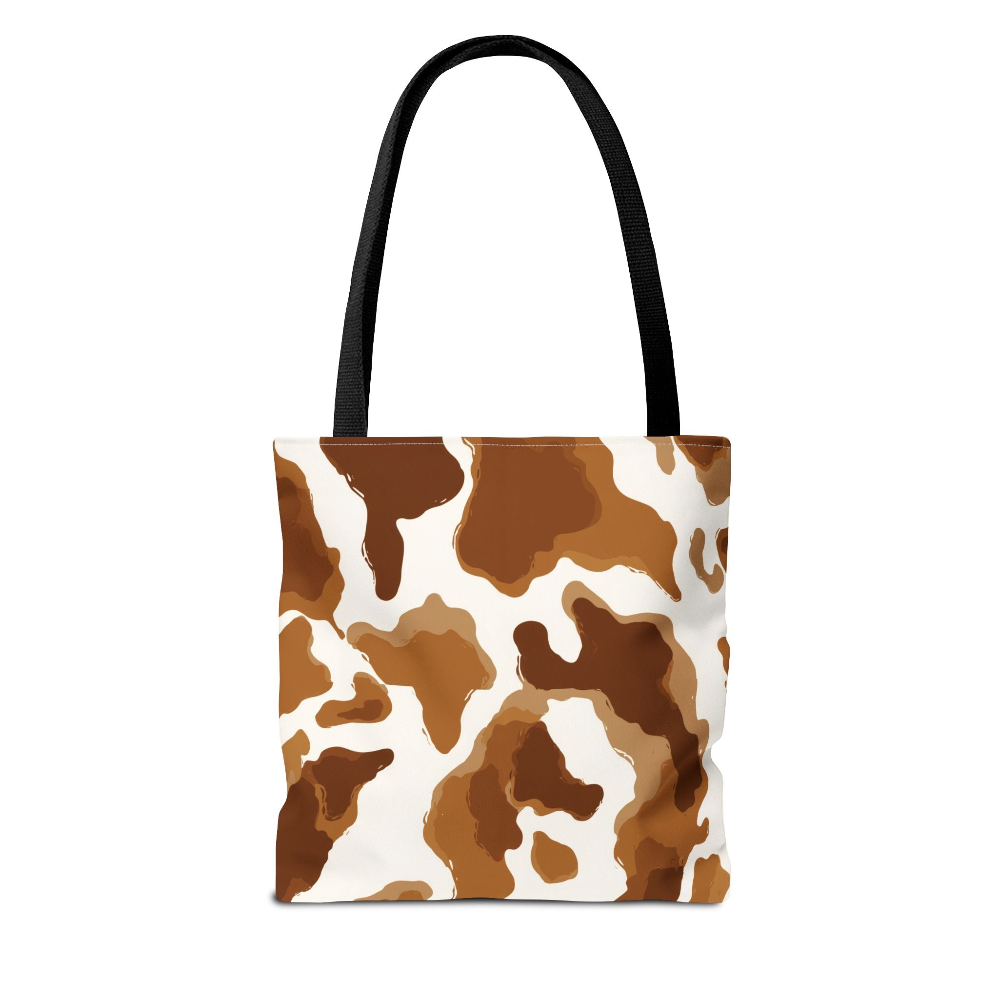 Brown Cowhide Pattern Tote Bag | Brown White Cow Print AOP Tote