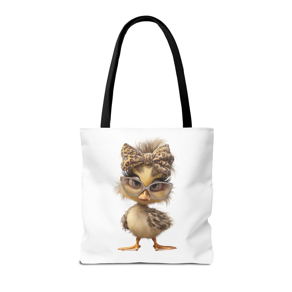 Cute Chic Chick Tote Bag — Leopard Bow & Glasses All-Over Print