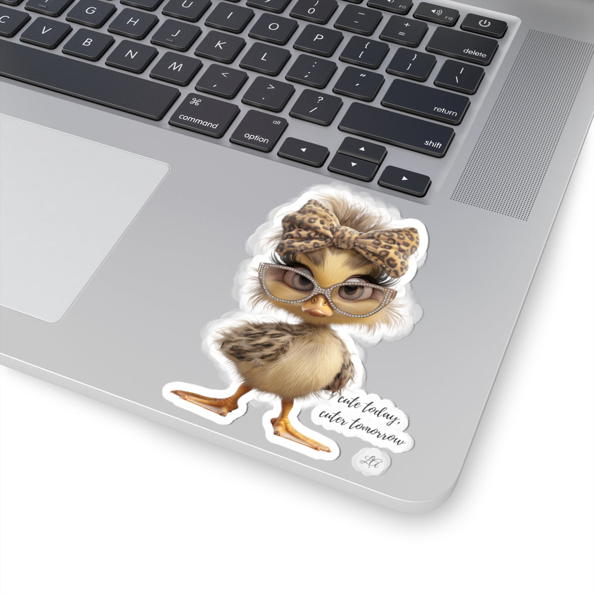 Kawaii Chick Sticker with Leopard Bow | Kiss-Cut Animal Sticker