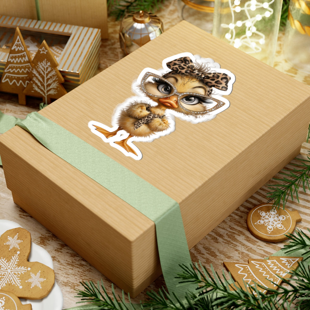 Leopard Bow Chick kiss-cut sticker |duck sticker