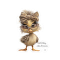Kawaii Chick Sticker with Leopard Bow | Kiss-Cut Animal Sticker