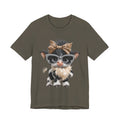 Stylish Cow Calf with Glasses and Leopard Bow T-Shirt