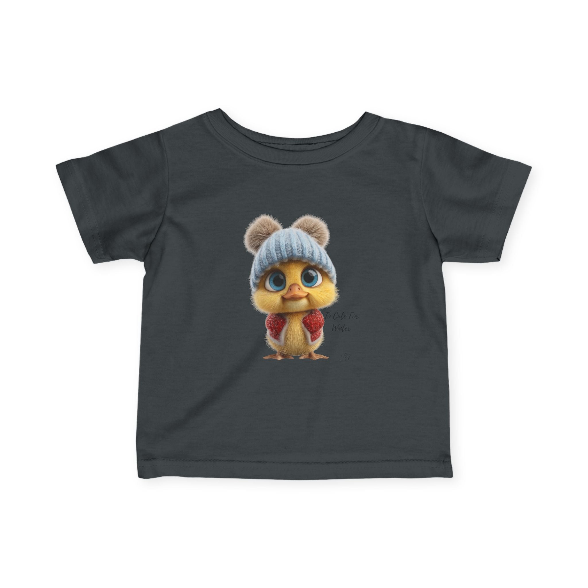 Winter Chick Baby Tee Infant T-Shirt with Knit Hat Illustration