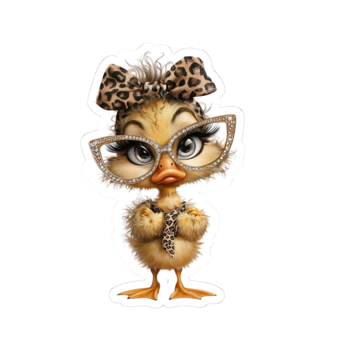 Leopard Bow Chick kiss-cut sticker |duck sticker