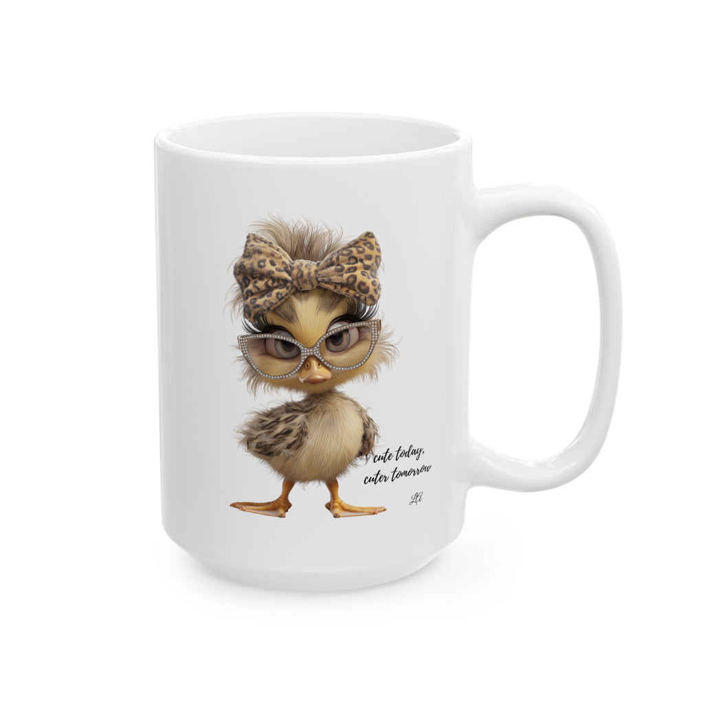 Cute Chic Duck Mug — Leopard Bow & Glasses (11oz / 15oz)