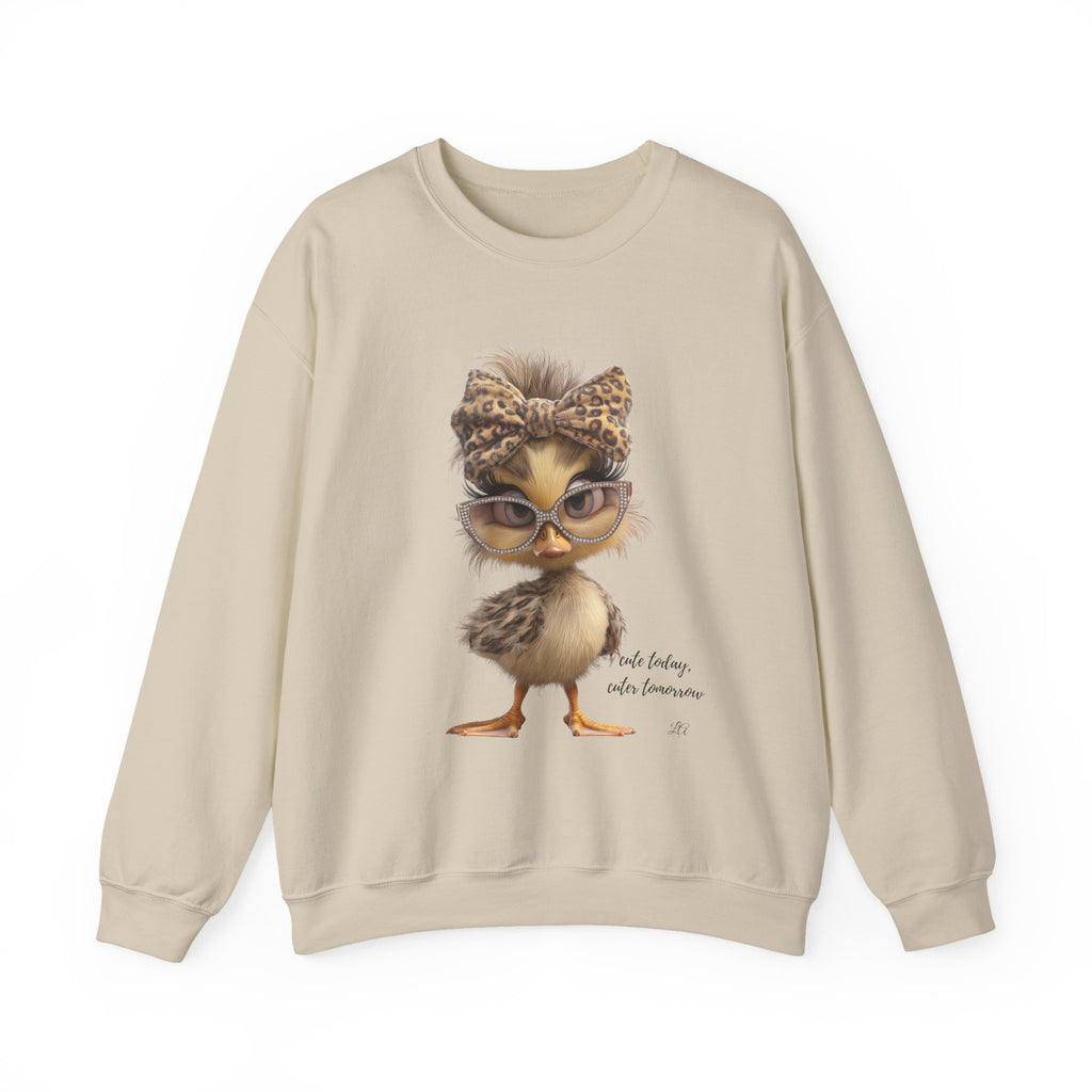 Cute Duckling Sweatshirt – Chic Duck with Leopard Headband Graphic