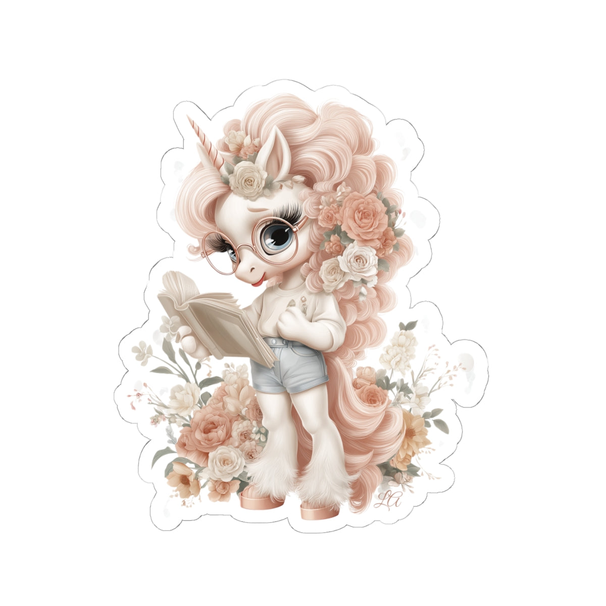 Whimsical Unicorn Lover Reading Sticker | Kiss-Cut Sticker
