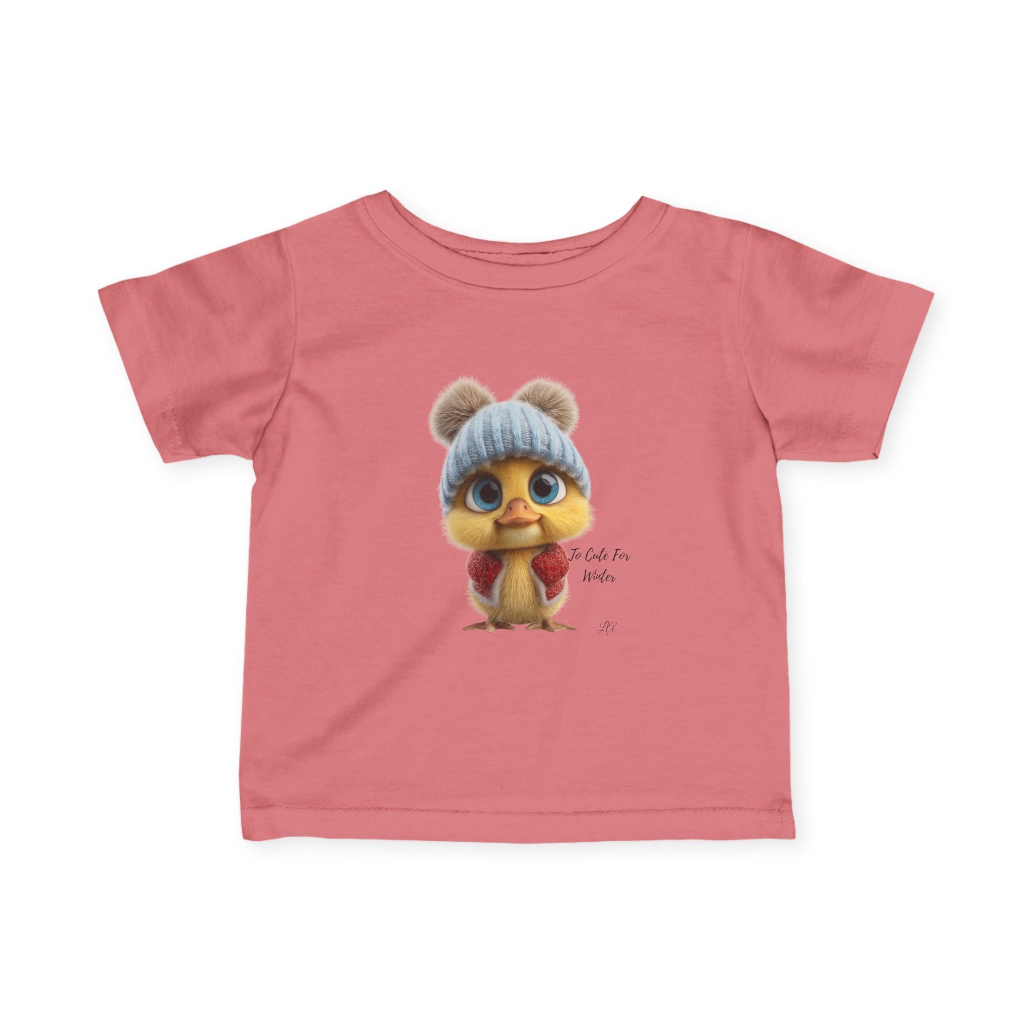 Winter Chick Baby Tee Infant T-Shirt with Knit Hat Illustration