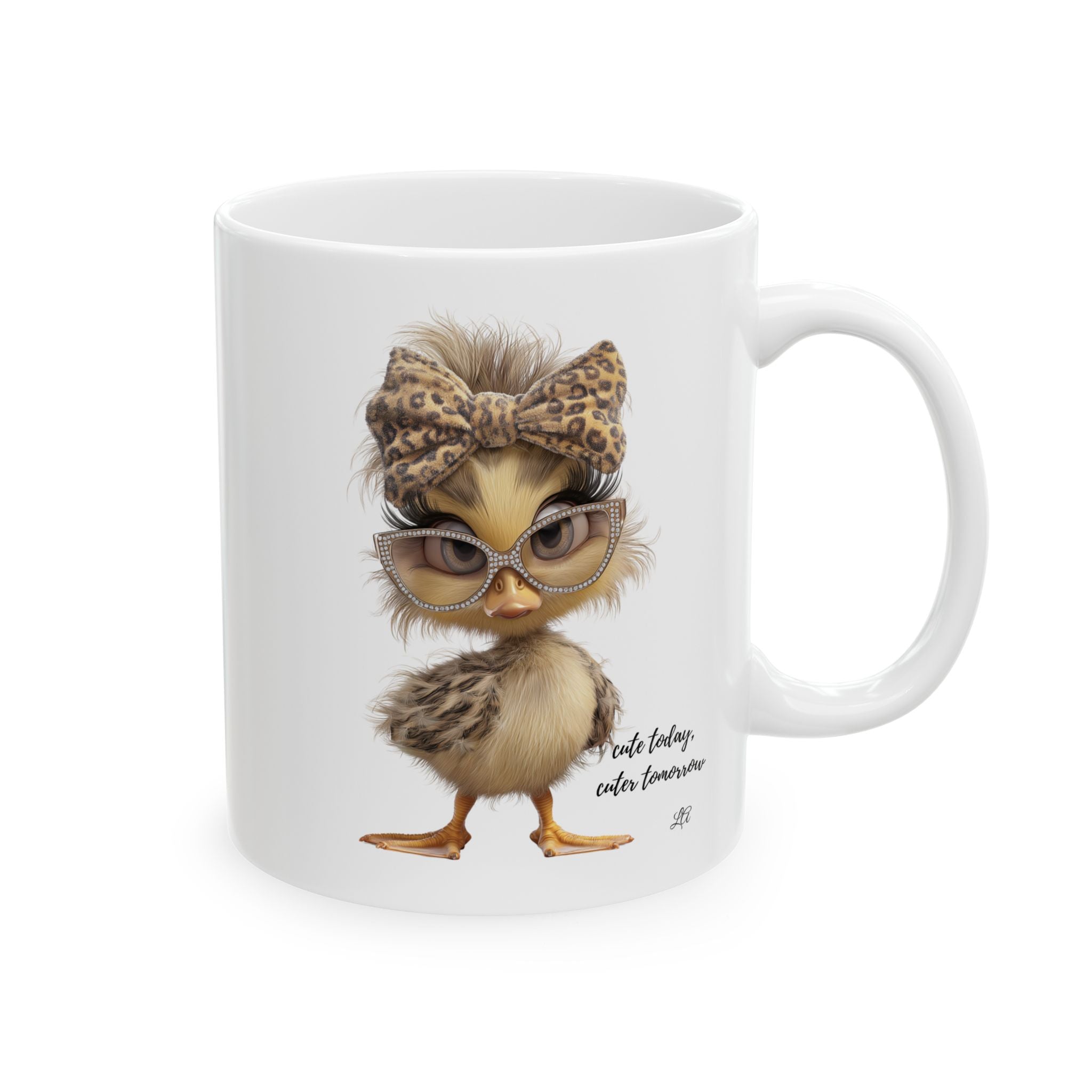 Cute Chic Duck Mug — Leopard Bow & Glasses (11oz / 15oz)