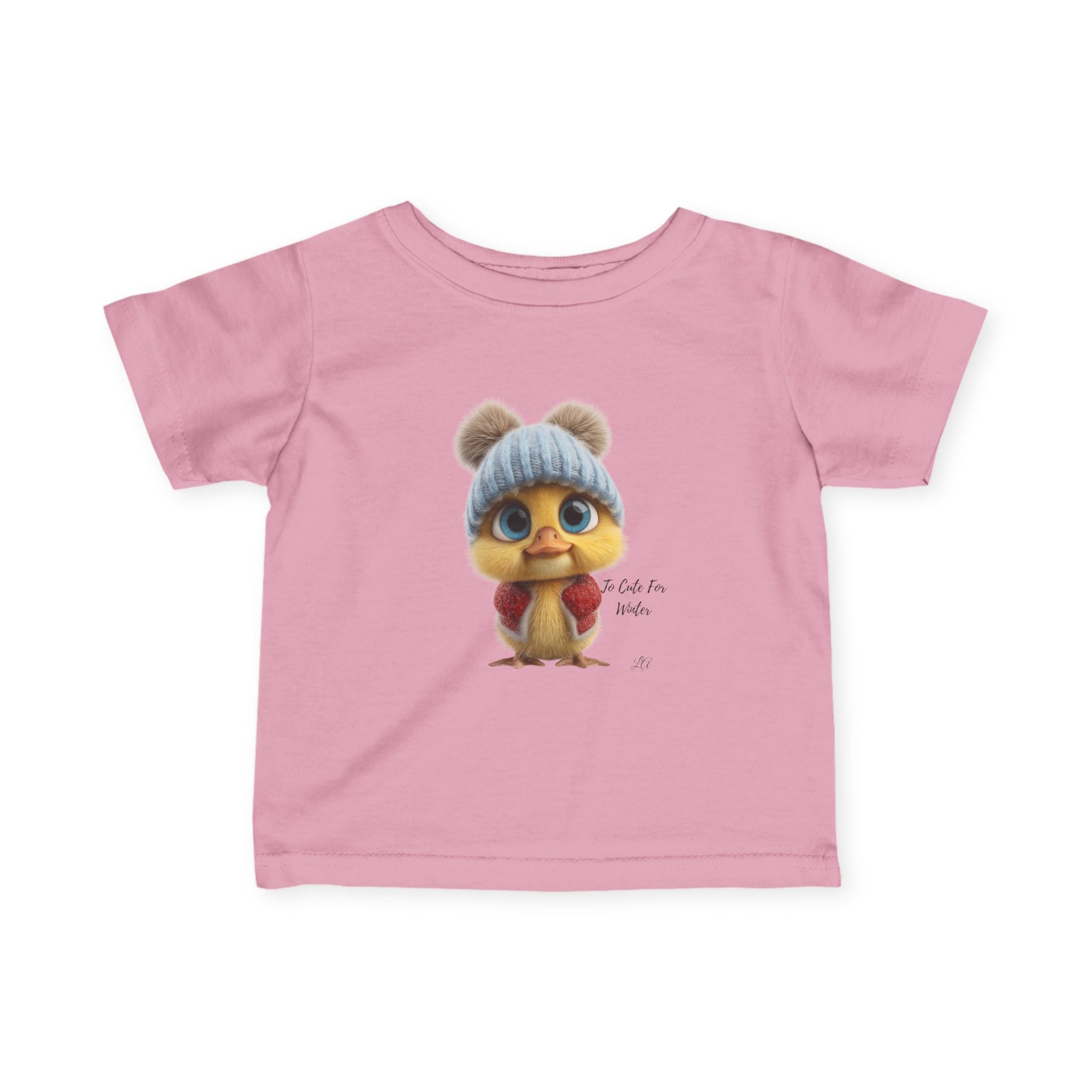Winter Chick Baby Tee Infant T-Shirt with Knit Hat Illustration