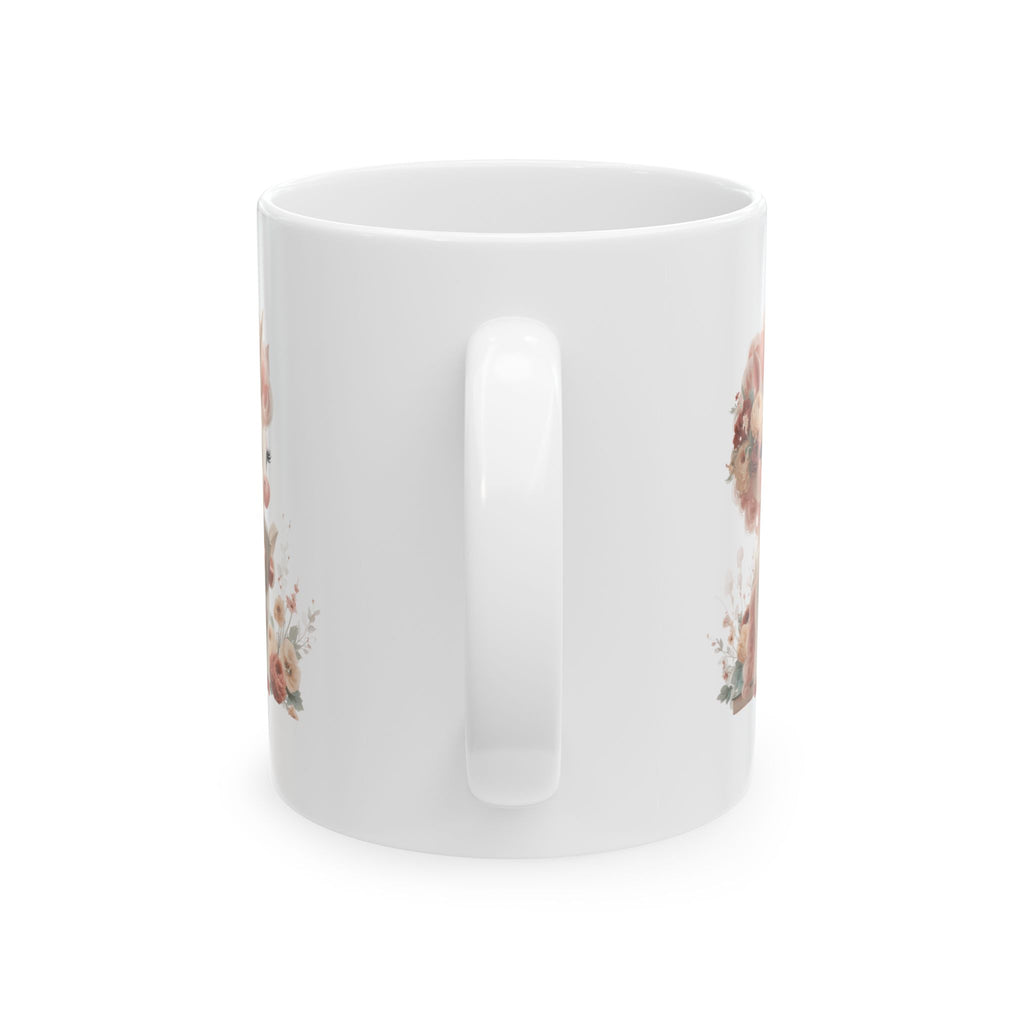 Unicorn Coffee Mug, 11oz Pastel Floral Cup, Whimsical Reading Unicorn Mug