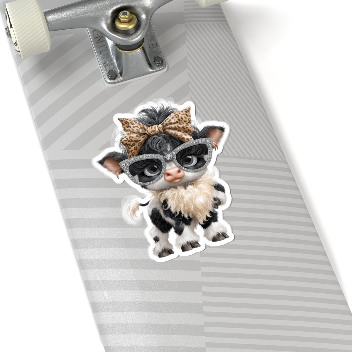 Cow Calf with Leopard Bow Sticker | Farm Animal Kiss-Cut Sticker